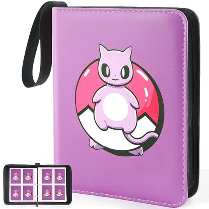 Collectible Trading Card Albums, 400 Card Holders with 50 Removable Sleeves, Portable 4 Pockets Collectible Trading Card Binder, PU Card Collection Binder for MTG, TCG, Sport Card, Game Cards - color: Purple Super Dream