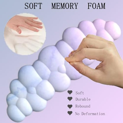 Cloud Mouse Pad and Keyboard Wrist Rest 4PCS Extended Large Desk Mat Pad Set Memory Foam Non-Slip Ergonomic Gaming Mouse Pad Wrist Support for Computer Laptop Home Office Cute Pink Blue Sky - color: 4pcs Blue Pink Sky