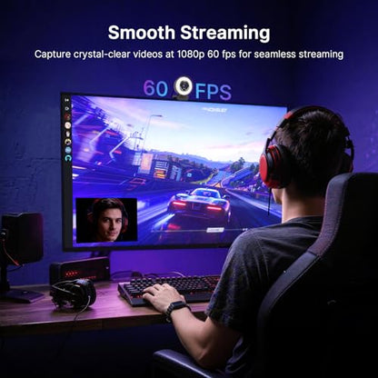 NexiGo 4K Streaming Webcam Kit, N680E Pro UHD Webcam w/Ring Light, PDAF Autofocus, 1080p 60FPS, Dual Noise-Canceling Mics, Privacy Shutter, Lightweight Mini Tripod, for Zoom/Teams/Twitch/Google Meet