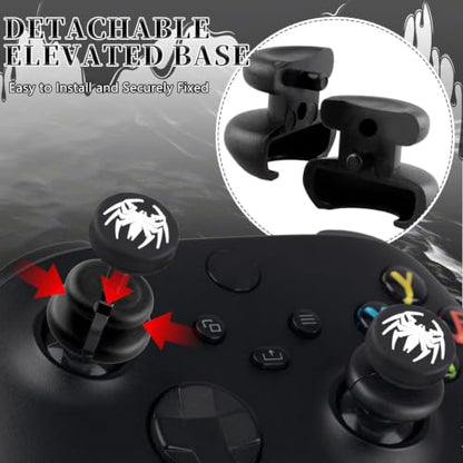 Spider Web Silicone Controller Skin Kit only for Xbox Series S/X | Anti-Slip Controller Case with 2 Thumb Grip Cover & 2 Elevated Base - color: White
