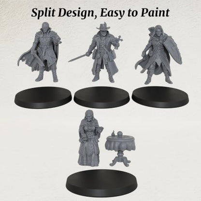 28mm DND Miniatures Fantasy RPG Accessory- Vampire Hunters AS1010 | Dungeon Masters Essential- Unpainted 1:56 Minis Figurine Set for Miniature Gaming & TTRPG