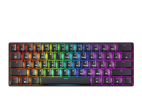 GK61 Mechanical Gaming Keyboard - 61 Keys Multi Color RGB Illuminated LED Backlit Wired Programmable for PC/Mac Gamer (Gateron Optical Black, Black) - color: Black, size: Gateron Optical Black