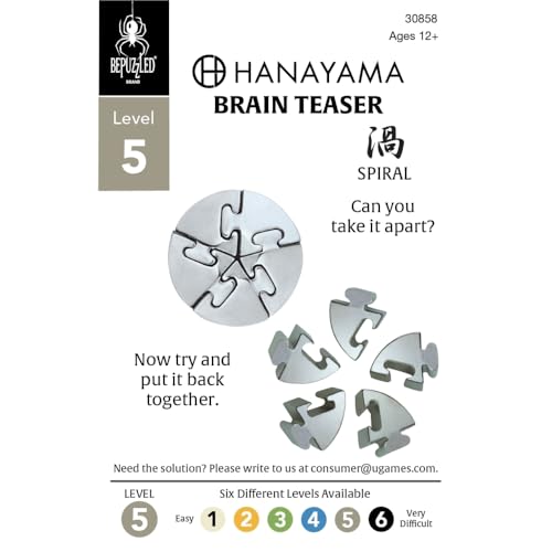 BePuzzled | Spiral Hanayama Metal Brainteaser Puzzle Mensa Rated Level 5, for Ages 12 and Up