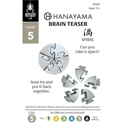 BePuzzled | Spiral Hanayama Metal Brainteaser Puzzle Mensa Rated Level 5, for Ages 12 and Up