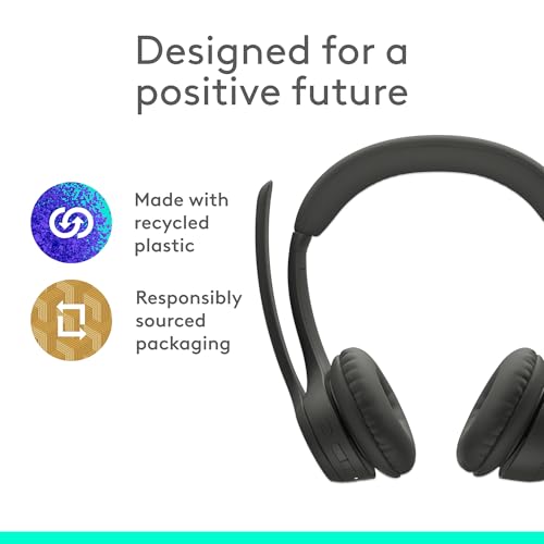 Logitech Zone 301 Wireless Bluetooth Headset with Noise-Canceling Microphone, Compatible with Windows, Mac, Chrome, Linux, iOS, iPadOS, Android – Graphite - color: Graphite