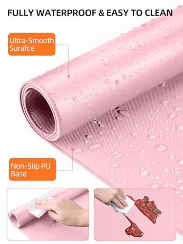 TopMade Mouse Pad with 15W Wireless Charging, XXL Large Leather Desk Mat, Waterproof Gaming Mousepad Home Office Desk Pad Protector, Pink (Includes 20W PD Power Adapter & 6.56ft Woven Cable) - color: Pink With Adapter