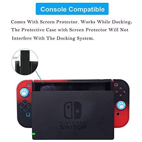 Dockable Case for Nintendo Switch - COMCOOL 3 in 1 Protective Cover Case for Nintendo Switch and Joy-Con Controller with Screen Protector - Red Black - color: Red Black