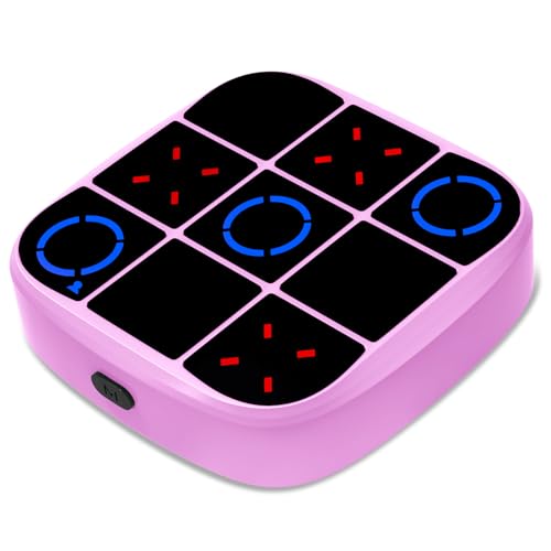 Tic-Tac-Toe Bolt Game, 4-in-1 Handheld Puzzle Games Console, Electronic Tic-Tac-Toe Game for Educational and Memory Growth, Portable Travel Games for Car Ride, Board Games for Kids and Adults (Pink) - color: Pink, size: Classic