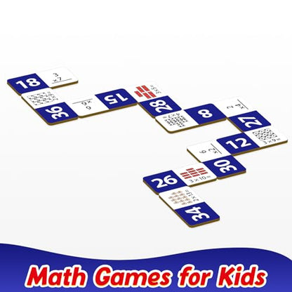 Kasfalci Multiplication Dominoes Set,Math Manipulatives Games for Kids,Counting Toy,Learning Games,Preschool Learning Activities,Homeschool Supplies,Kindergarten Classroom Must Haves,1st 2nd 3rd Grade - style: Multiplication