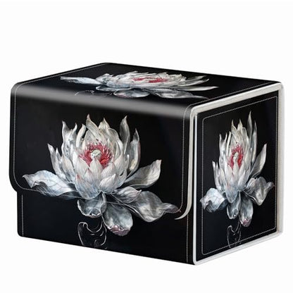Strong Magnet Card Case Deck Box Mtg Card Box Playing Card Box Magic Deck Box Tcg Up to 200 Cards Creative Pattern Trading Card Storage Box for Collectible Card Games, White Lotus Silk Flower - color: White Lotus Silk Flower