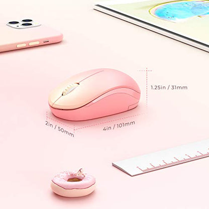 seenda Wireless Mouse, 2.4G Noiseless Mouse with USB Receiver Portable Computer Mice for PC, Tablet, Laptop, Notebook with Windows System - Gradient Pink - color: Gradient Pink