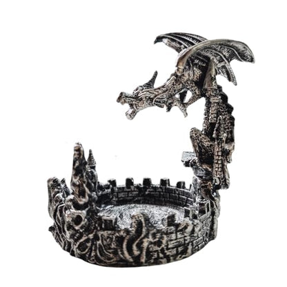 Antique-Style Composite Dragon Display Tray (Zinc Alloy & Resin) – Premium Edition & DND Dice Tray - color: Antique Silver