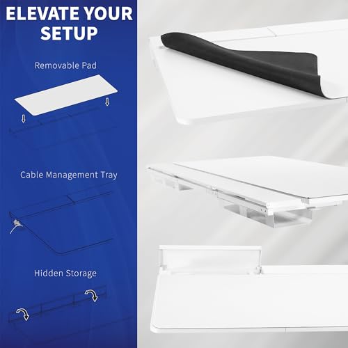 VIVO White 60 x 30 in Standing Desk, DESK-KIT-1G6-P3W | Electric, Holds 220 lbs, Sit Stand, Height Adjustable, Cable Tray, Full-Size Mouse Pad, Office Furniture, Gray Frame - color: White Top / Gray Frame, size: 60 x 30