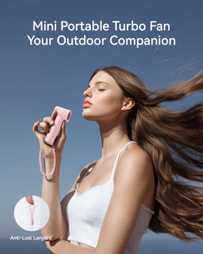 Portable Handheld Fan, Speed(1-199) Powerful Turbo Mini Fan, 30000 RPM High Speed Moter [14H Max Cooling Time] 5000mAh Battery Rechargeable,Pocket Personal Small Travel GIfts for Women Men,Pink - color: Pink