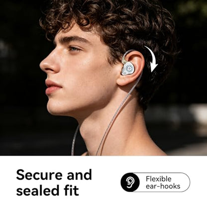2026 Latest erabuds,KBEAR BK1 Wired Gaming Earbuds,10mm Single DD in Ear Monitor,HiFi Headset Wired Earbuds IEM Earphones with Detachable Cable for Gaming/Music/Video (White, 3.5 with mic) - color: D