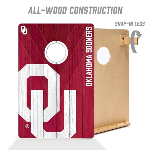 YouTheFan NCAA 2’ x 3’ Wood Cornhole Game with Logo Bags - color: Oklahoma Sooners