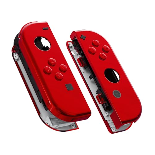 eXtremeRate DIY Replacement Shell Buttons for Nintendo Switch & Switch OLED, Chrome Red Custom Housing Case with Full Set Button for Joycon Handheld Controller - Console Shell NOT Included - color: Chrome Red