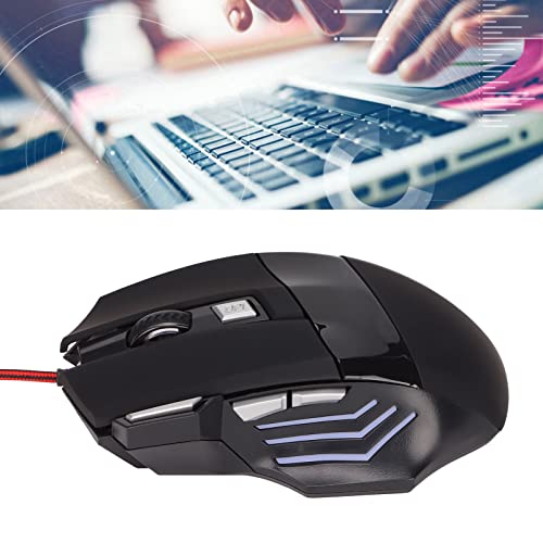 ASHATA RGB USB Wired Gaming Mouse, 3200DPI Ergonomic Streamlined Backlit Gaming, USB Cord Gaming for PC Laptop Designer, Plug and Play