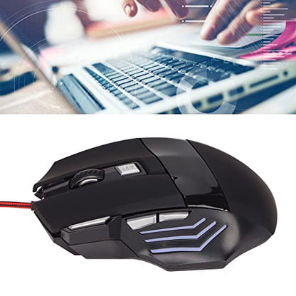 ASHATA RGB USB Wired Gaming Mouse, 3200DPI Ergonomic Streamlined Backlit Gaming, USB Cord Gaming for PC Laptop Designer, Plug and Play