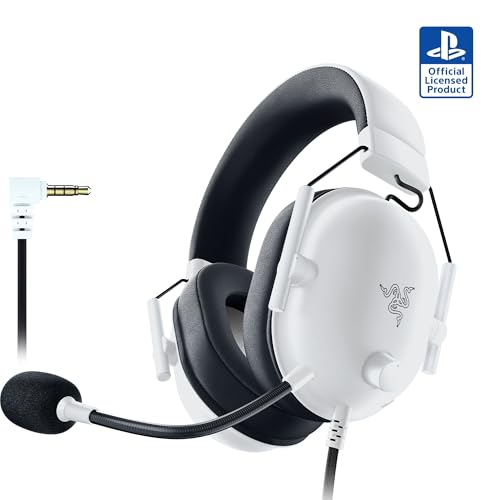 Razer BlackShark V2 X Wired PlayStation Gaming Headset, White | 50mm Drivers, Cardioid Mic, Lightweight, Comfortable Noise Isolating Earcups, For PS5, Xbox Series X, PC, Switch, 3.5 mm Jack - color: White, size: 3.5 mm, style: PlayStation