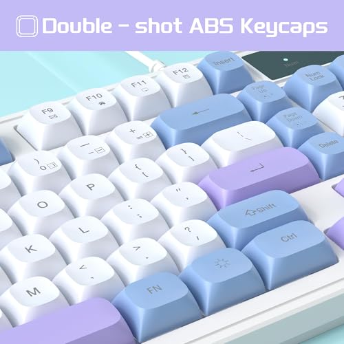 Camiysn Wire Gaming Keyboard, 7 Colorful Rainbow Backlight Classic Gaming Keyboard (BlueWhite-Set) - color: BlueWhite-Set