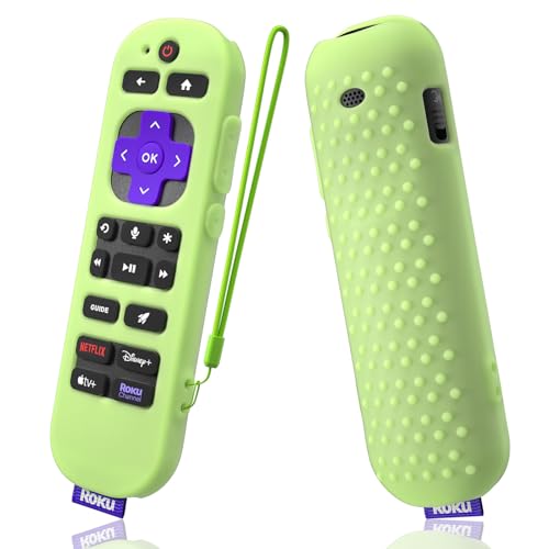 Silicone Cover for Roku Voice Remote Pro 2nd Ed. Roku Remote Control RCB1R Protective Silicone Case Sleeve Shockproof Skin with Lanyard (Luminous Green) - color: luminous green