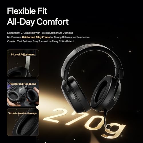 ATK N9 Gaming Headset for Xbox Series X|S, PS5, PC & Switch, Stereo Gaming Headphones with Detachable Noise-Canceling Mic,3.5MM Wired/2.4G/Bluetooth (N9 Pro/Black)