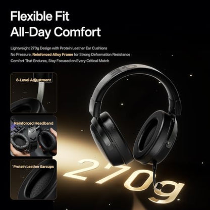 ATK N9 Gaming Headset for Xbox Series X|S, PS5, PC & Switch, Stereo Gaming Headphones with Detachable Noise-Canceling Mic,3.5MM Wired/2.4G/Bluetooth (N9 Pro/Black)