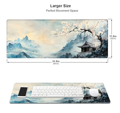 Large Mouse Pad, Desk Mat Computer Keyboard Pad Non-Slip Rubber Base Waterproof with Stitched Edges for Laptop Gaming, Office & Home 31.5 x 11.8 Inch (XL-04) - color: Xl-04
