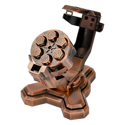 Bullet Nest Dice,Insane Bullet dice Revolver,Metal Dice Set for DND with Spinning Revolver Cylinder Container, for D&D, or Crime Theme Tabletop Games (D4, Copper) - color: Copper, style: D4