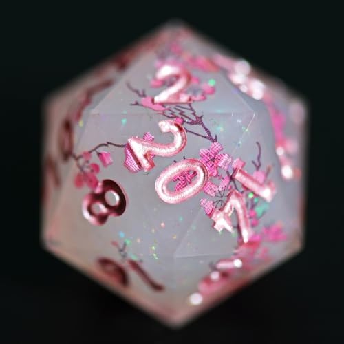 DND Resin Sharp Edge Roleplaying Polyhedral Dice Set,for RPG MTG Dungeons and Dragons Sakura Handmade Dice Set - color: Sakura Whisper