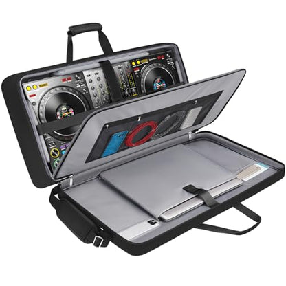 SNIGJAT DJ Controller Case for DDJ FLX10/GRV6/REV5 with Laptop Compartment | Padded Large DJ Controller Bag Fits DDJ REV7/REV5/FLX6/1000, Gig Bag with Multi-Pocket and Adjustable Shoulder Strap - color: Black, style: No Wheels