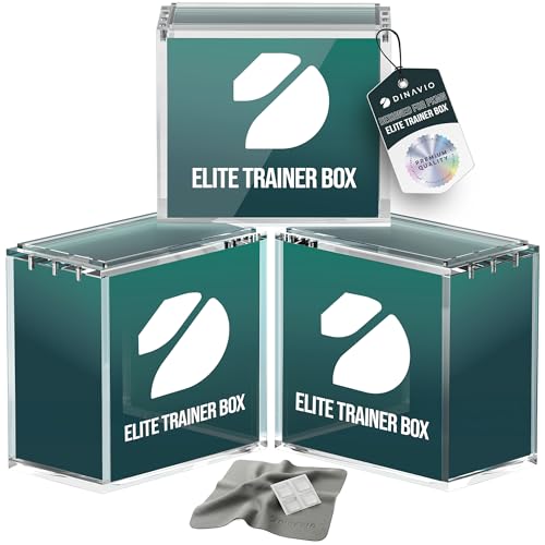 Dinavio Crafthouse Elite Trainer Box Acrylic Display Case Stackable 3 Pack - 8mm + 5mm Ultra Thick Acrylic with N52 Strong Magnets - ETB Case Protector - Compatible with Elite Trainer Boxes (3 Pack) - size: Elite Trainer Box Case (3 Pack)