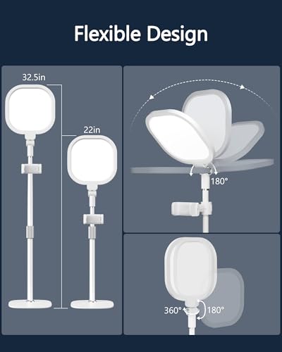 Lighting for Video Calls, 30 Light Modes Video Conference Light, Desk Ring Light with Stand for Webcam, Meetings, Live Stream, Home Office. CRI 97.8 - color: White