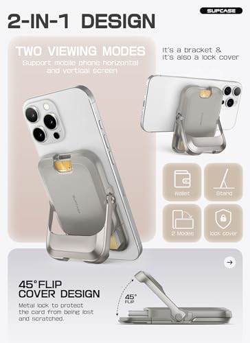 SUPCASE for MagSafe Wallet with Stand, Magnetic Wallet for Men Women, [Hold 6 Cards] [RFID Blocking] [Strong Magnetic Lock] Phone Stand Card Holder for iPhone 17/16/15/14/13/12 Series, Frost Gray - color: Frost Gray