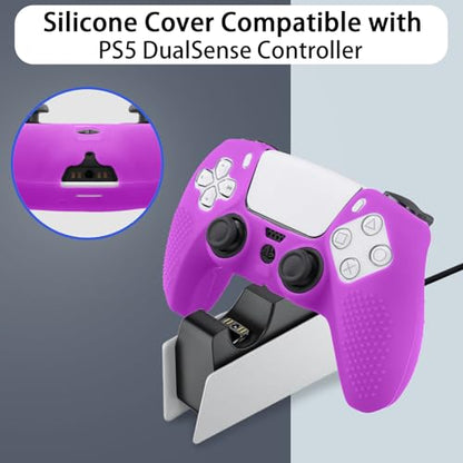 Baval Silicone Cover for Playstation 5 PS5 DualSense Wireless Controller | Scratch-resistant, Easy install, Silicone Construction, Portable Carrying Silicone Cover, Purple Silicone Cover - color: Purple Silicone Cover