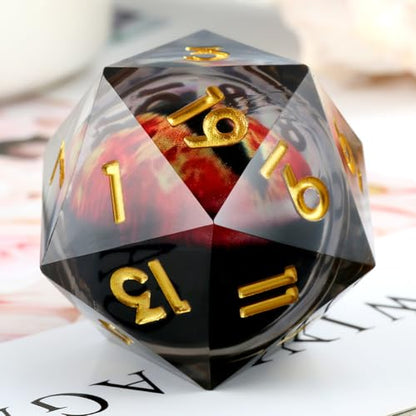 Liquid Dragon Eye D20 Dice,DNDND 33mm 20 Sided Dice Set with Gorgeous Gift Box for Dungeons and Dragons (Red) - color: 33mm Eyeball Red