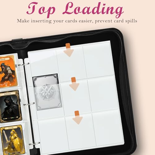 Card Binder 9 Pocket Trading Card Holder Fits 1008 Cards with 56 Removable Sleeves Portable Leather Collection Card Ablum Game Card Case Book with Zipper for Gift (Sakura Cat) - style: Sakura Cat Card Albums