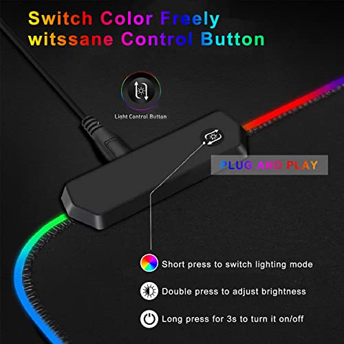 Personalized RGB LED Gaming Mouse Pad Make Your Own Custom Large Mouse Pad Desk Mat Customized Mouse Mat for Office Dorm Personalised Gifts Presents for Gaming Lovers, 35.4x15.7in - size: 35.4 x 15.7 in