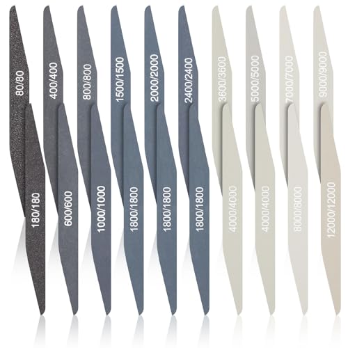 Honoson 20 Pcs Sanding Sticks for Plastic Models 3D Print Polishing Sticks Assorted Metal and Wood Sanding Tools Accessory for Model Craft Amateur Beginner(Low Grits and High Grits,Double Angle Shape) - style: Double Angle Shape