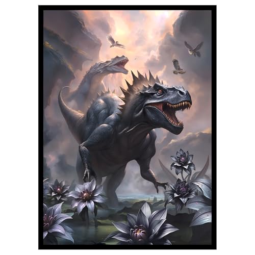 100ct Textured TCG/MTG Card Art Sleeves (Black Lotus Dinosaur) - style: Regular