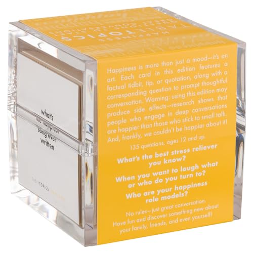 TableTopics Happiness Question Card Game - 135 Conversation Starter Cards with Tips, Ideas, & Quotes to Spark Meaningful Discussions with Adults at Dinner Parties, Girls’ Nights, and More