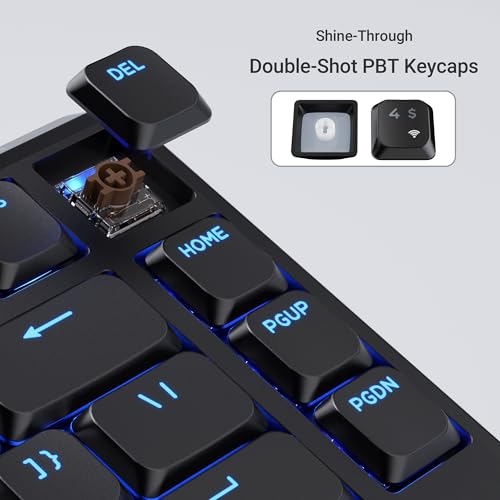 Keychron KJ1 Low Profile Wireless Mechanical Keyboard - 75% Layout Brown Switch, QMK RGB Backlit, 2.4G/Bluetooth/USB-C, Double-Shot PBT Keycaps, 2000mAh Battery, Mac/Win/Linux Compatible - Black - style: Black - Brown Switch