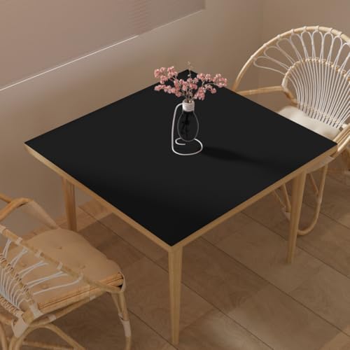 Faux Leather Table Cover,1.8mm Thick,30x30 Inch Table Protector,Dining Table Cover,Table Cover Protector,Dining Table Protector.(Black+Black,30x30) - color: Black+black, size: 30" × 30"