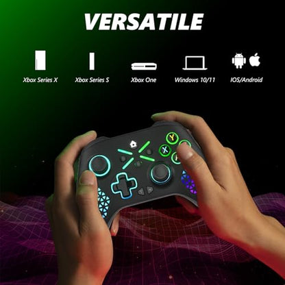 Dinosoo RGB Wireless Controller for Xbox Series X|S, Xbox One & Windows 10/11, Gaming Gamepad with Hall Trigger, Turbo, Macro, 3.5mm Audio Jack, 2.4GHz Adapter - color: ERBXE