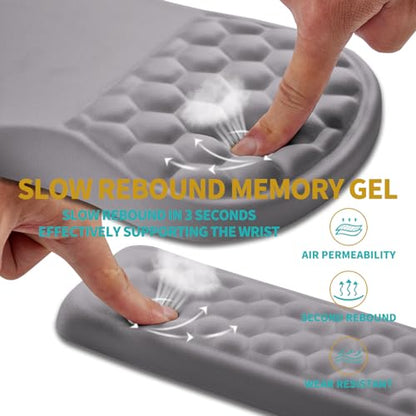 Hokafenle 2 In 1 Ergonomic Mouse Pad Wrist Support & Wrist Rest For Computer Keyboard Set, with Relieve Carpal Tunnel Pain Massage Bulge and Full Memory Gel Design (2In1 Set,Neutral Gray Light Purple) - color: Hk003-neutral Gray Light Purple