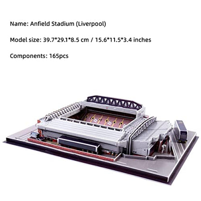 Classic Football Stadium Puzzle,3D Puzzle Soccer Club Venues,3D Paper Model Building Puzzle Kit, Soccer Souvenir Gift,Handmade Puzzle Ornaments，Cardboard Model (Anfield Stadium) - color: Anfield Stadium