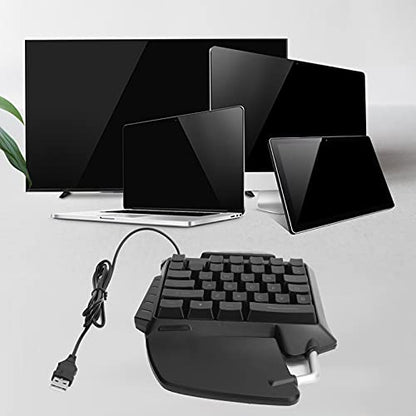 ASHATA One Hand RGB Mechanical Gaming Keyboard, 35-Key USB Wired Portable Mini Gaming Keypad Ergonomic Mechanical Keyboard, with Wrist Rest, for Win 98SEME/2000/XPVISTA/7/10