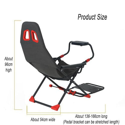 Foldable Racing Simulator Cockpit, Adjustable Wheel Stand & Ergonomic Seat, Space-Saving Steel Frame for PC and Console Gaming Immersive Setup Supports 90kg Users