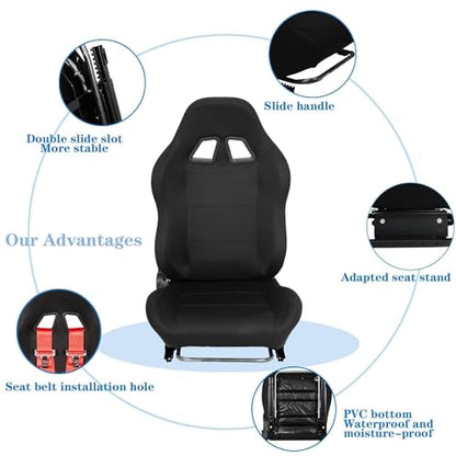 Racing Rear Seat Stand for Steering Wheel Mount to Expand into Gaming Simulator Cockpit with Black Double Locking Slides Ergonomic Breathable Driving Race Chair Fit for Marada, Minneer